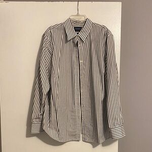 Chaps Black and White Striped Dress Shirt